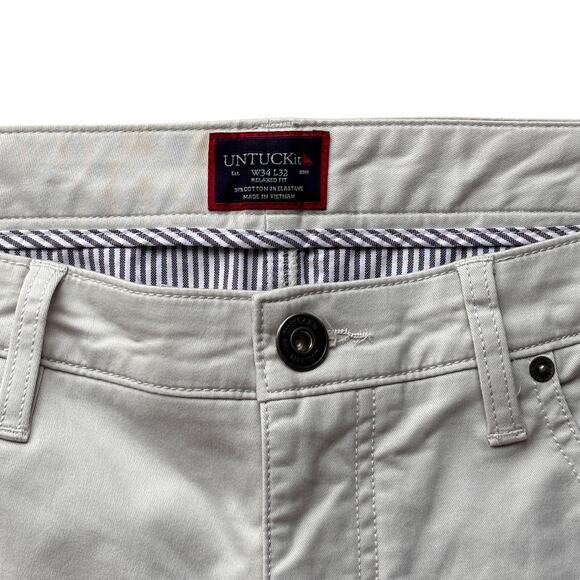 Untuckit Men's Cotton Chino Pants Light Tan 34 W x 32 L - Picture 2 of 3